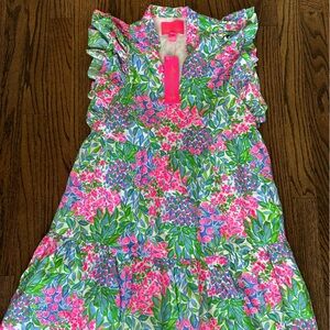 Lilly Pulitzer Aldena Ruffle Sleeve Dress Multi A Cherry On Top XXS NWT
